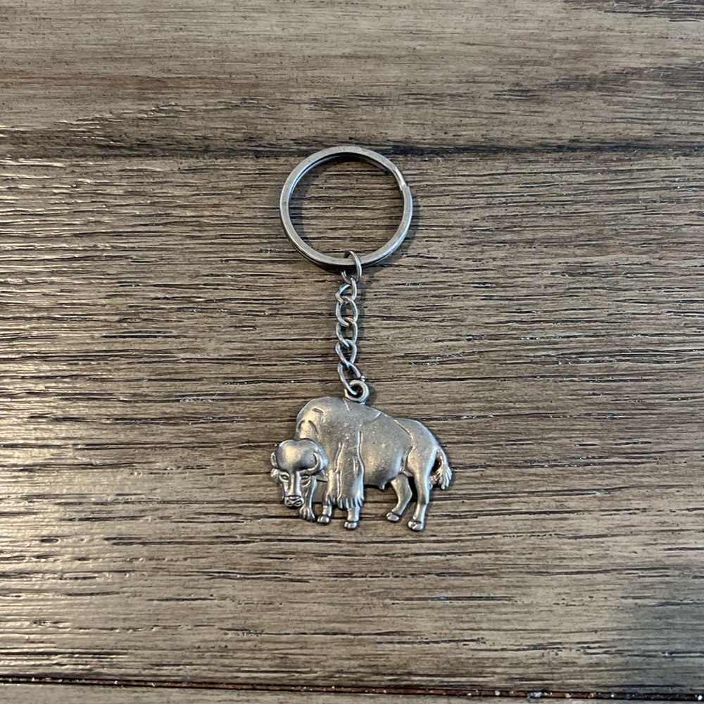 Pewter Buffalo Bison Keychain